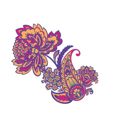 Paisley izole desen. Damask biçimi Vintage illüstrasyonu