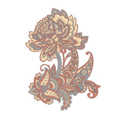 Paisley izole desen. Damask biçimi Vintage illüstrasyonu