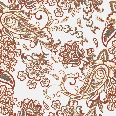 Paisley vektör seamless modeli. Fantastik çiçek yaprakları. Tekstil bohem Yazdır. Batik boyama. Vintage