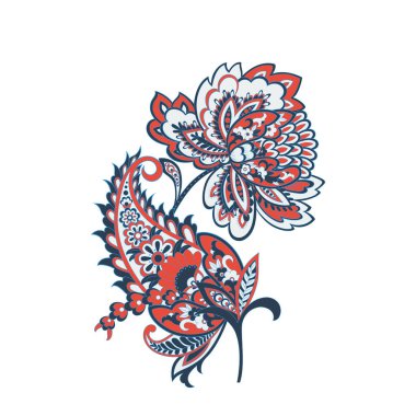 Paisley Vektör Deseni. İzole edilmiş Asya İllüstrasyonu