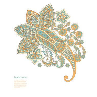 Paisley izole desen. Batik tarzı vintage illüstrasyon