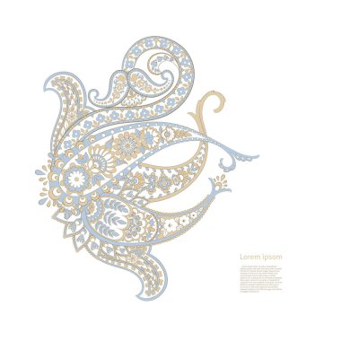 Paisley Çiçek Doğulu Etnik Düzen. Vektör Arapça Süslemesi