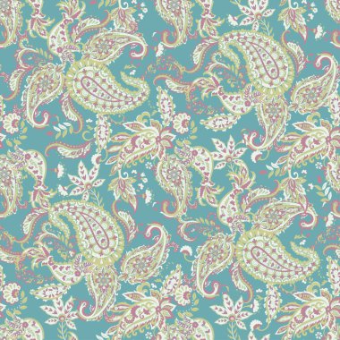 Paisley deseni. Kusursuz Asya Tekstil Arkaplanı