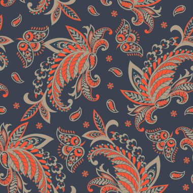 Paisley dikişsiz çiçek deseni. Damask vintage arkaplanı