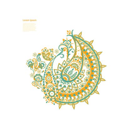 Paisley izole desen. Batik tarzı vintage illüstrasyon