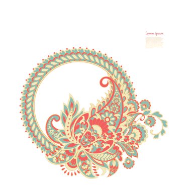 Paisley izole edilmiş. Tasarım için izole edilmiş desenli kart. Paisley vektör deseni. Nakış işlemeli çiçek vektörü dikişsiz desen. 