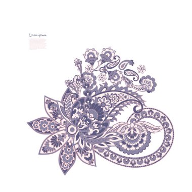 Hint tarzı tebrik kartı ile Vektör Paisley deseni