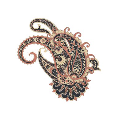 Paisley izole desen. Damask biçimi Vintage illüstrasyonu