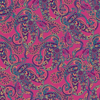 Şal desenli, desensiz bir süs. Çiçek dekoru süsleyin. Vektör illüstrasyonu