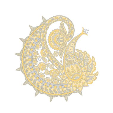 Paisley renkli vektör süsü. 