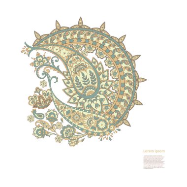 Paisley izole desen. Batik tarzı vintage illüstrasyon