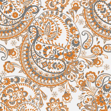 Paisley dikişsiz desen. damasör vektör arkaplanı