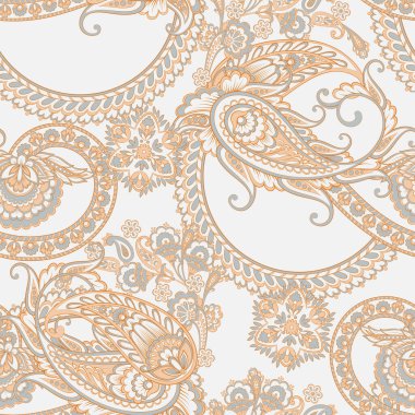 Kusursuz Asya Tekstil Arkaplanı. Paisley Deseni