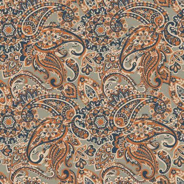 Paisley tarzı, çiçeksiz desen. Süslü Damask arkaplanı