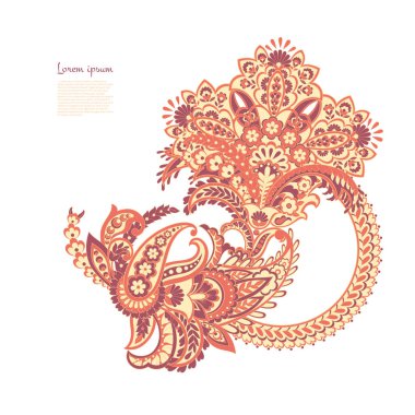 Paisley Vektör Deseni. İzole edilmiş Asya İllüstrasyonu