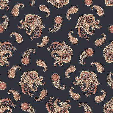 Çiçeksel elementlerle desenli, pürüzsüz etnik desen..