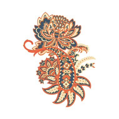 Paisley Çiçek Doğulu Etnik Düzen. Vektör Damask Süslemesi