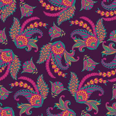 Paisley dikişsiz desen. damasör vektör arkaplanı