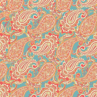 Paisley tarzı, çiçeksiz desen. Süslü Damask arkaplanı