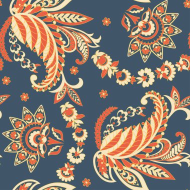 Paisley Vektör Deseni. Kusursuz Asya Tekstil Arkaplanı