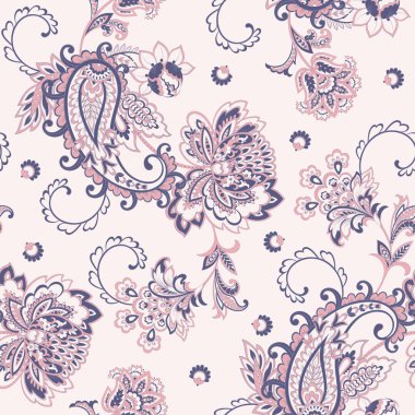 Şal desenli, desensiz bir süs. Çiçek dekoru süsleyin. Vektör illüstrasyonu