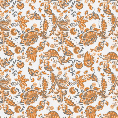 Paisley vektör kusursuz desen. Muhteşem çiçek, yapraklar. Batik tarzı resim. Eski arkaplan