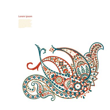 Paisley Çiçek Doğulu Etnik Düzen. Vektör Arapça Süslemesi