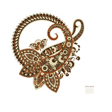 Paisley Çiçek Doğulu Etnik Düzen. Vektör Arapça Süslemesi