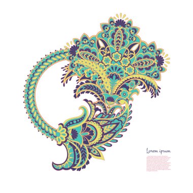 Paisley izole desen. Batik tarzı vintage illüstrasyon