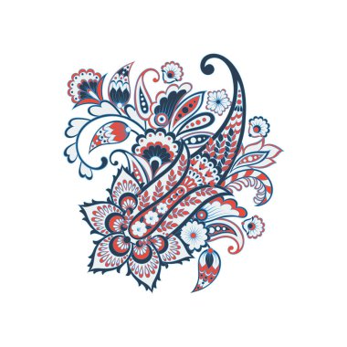 Paisley izole desen. Batik tarzı vintage illüstrasyon