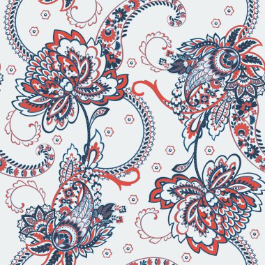 Paisley dikişsiz çiçek deseni. Damask vintage arkaplanı