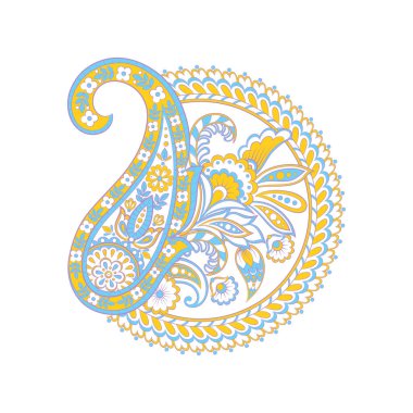 Paisley etnik tecrit süsü. Vektör illüstrasyonu