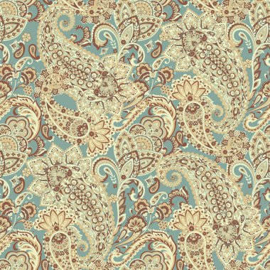 Paisley dikişsiz çiçek deseni. Damask vintage arkaplanı