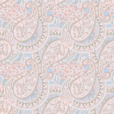 Paisley vektör seamless modeli. Fantastik çiçek yaprakları. Tekstil bohem Yazdır. Batik boyama. Vintage