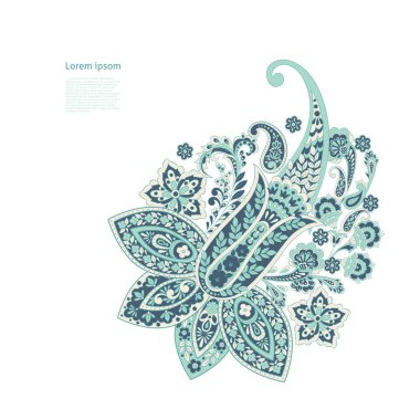 Paisley izole desen. Batik tarzı vintage illüstrasyon