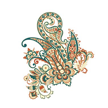 Paisley Çiçek Oryantal İzole Desen