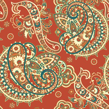 Paisley dikişsiz desen. Vektör etnik süsü