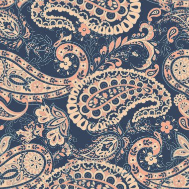 Paisley deseni. Kusursuz Asya Tekstil Arkaplanı