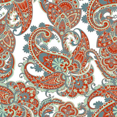 Paisley Vektör Deseni. Kusursuz Asya Tekstil Arkaplanı