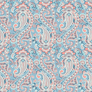 Paisley vektör kusursuz desen. Muhteşem çiçek, yapraklar. Batik tarzı resim. Eski arkaplan