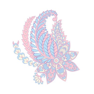 Paisley Vektör Deseni. İzole edilmiş Asya İllüstrasyonu