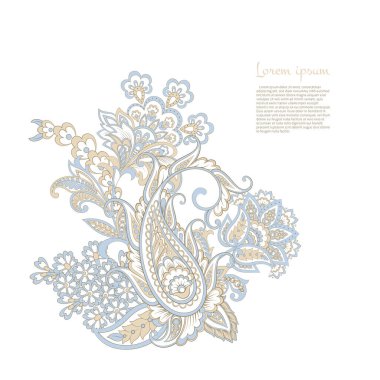 Paisley Çiçek Doğulu Etnik Düzen. Vektör Arapça Süslemesi