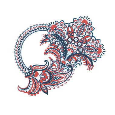 Paisley izole desen. Batik tarzı vintage illüstrasyon