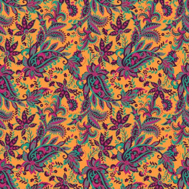 Paisley çiçekli vektör pürüzsüz desen