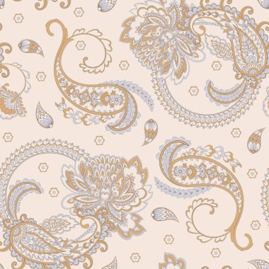 Paisley vektör kusursuz desen. Muhteşem çiçek, yapraklar. Batik tarzı resim. Eski arkaplan