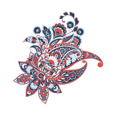 Paisley izole desen. Damask biçimi Vintage illüstrasyonu
