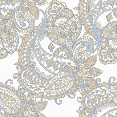 Hint tarzı çiçeklerle Paisley seamless modeli.