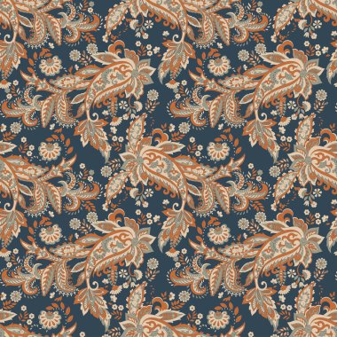 Hint tarzı çiçeklerle Paisley seamless modeli. 