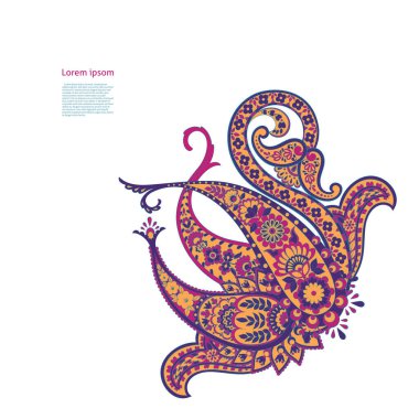 Paisley Çiçek Doğulu Etnik Düzen. Vektör Arapça Süslemesi