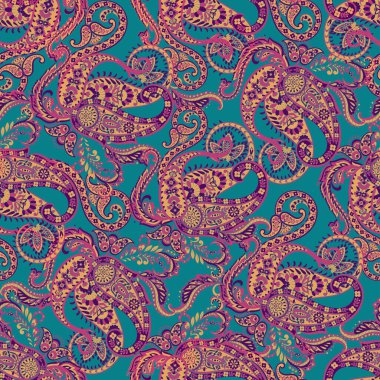 Şal desenli, desensiz bir süs. Çiçek dekoru süsleyin. Vektör illüstrasyonu